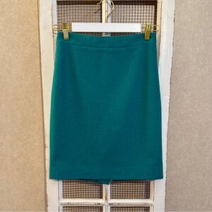 J. Crew Green Wool Pencil Skirt